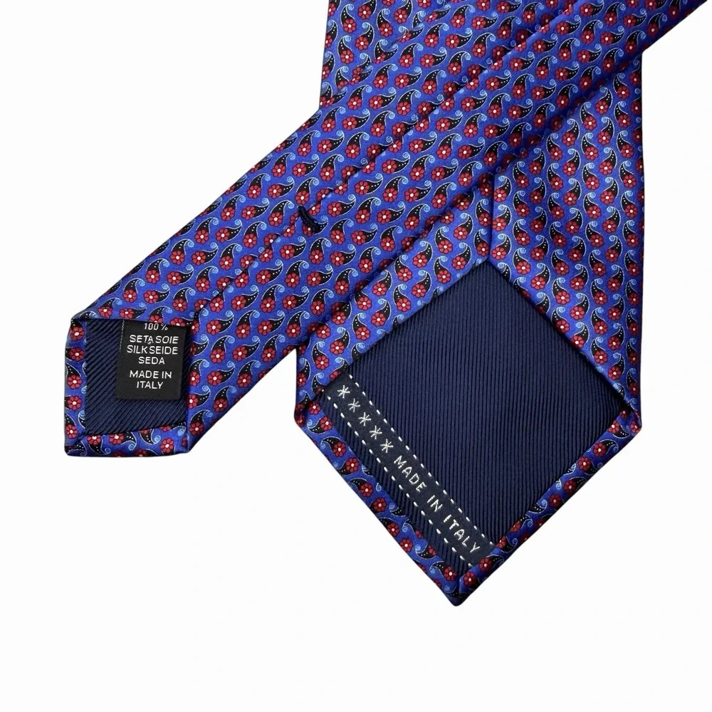 Ermenegildo Zegna NEW Men's Recent Tie Floral Blue & Red Satin Silk 3.5